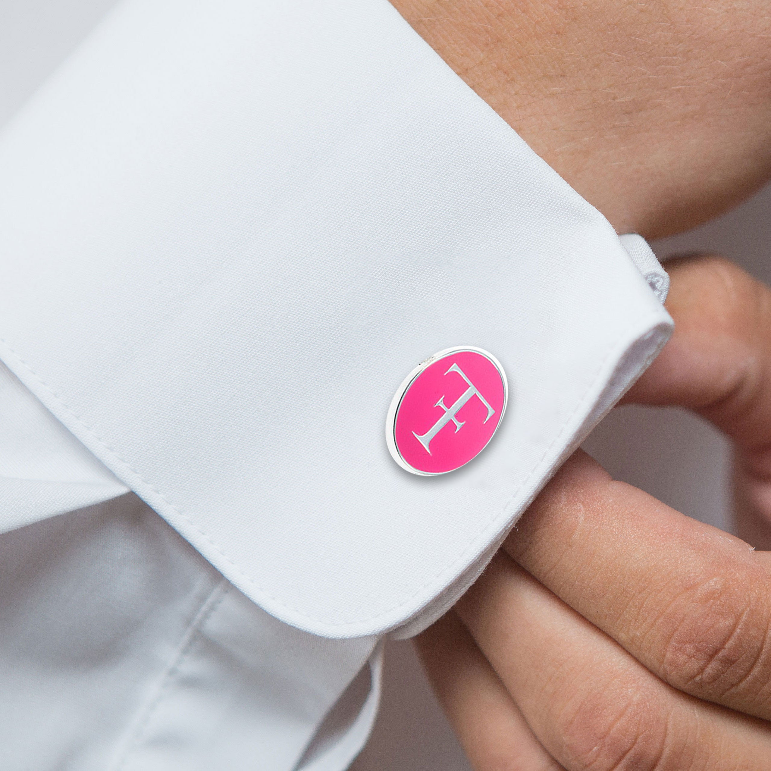 TF Pink Enamel Oval Cufflinks