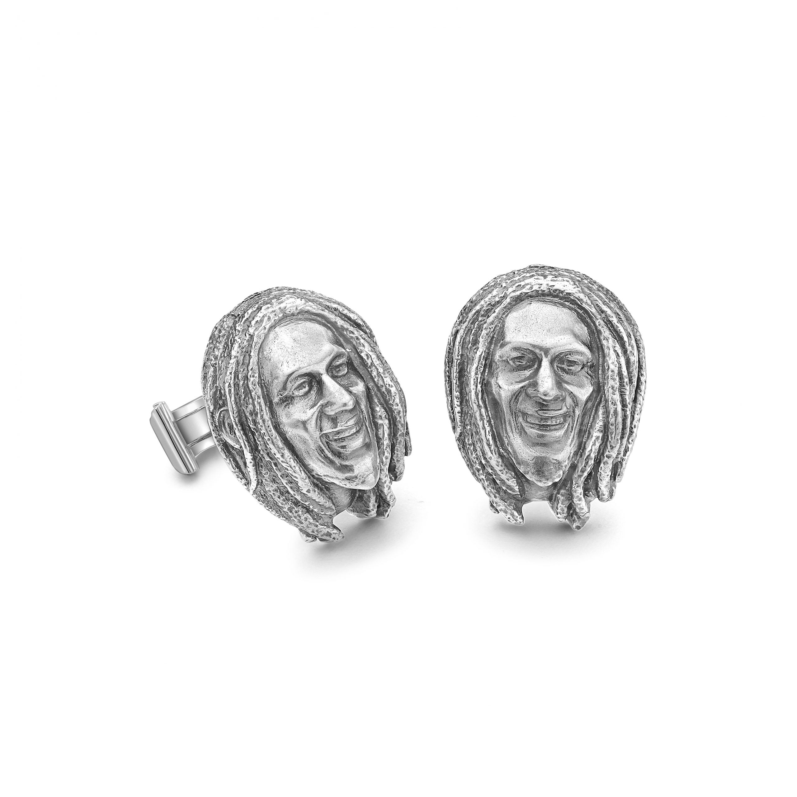 Silver Bob Marley Portrait Cufflinks