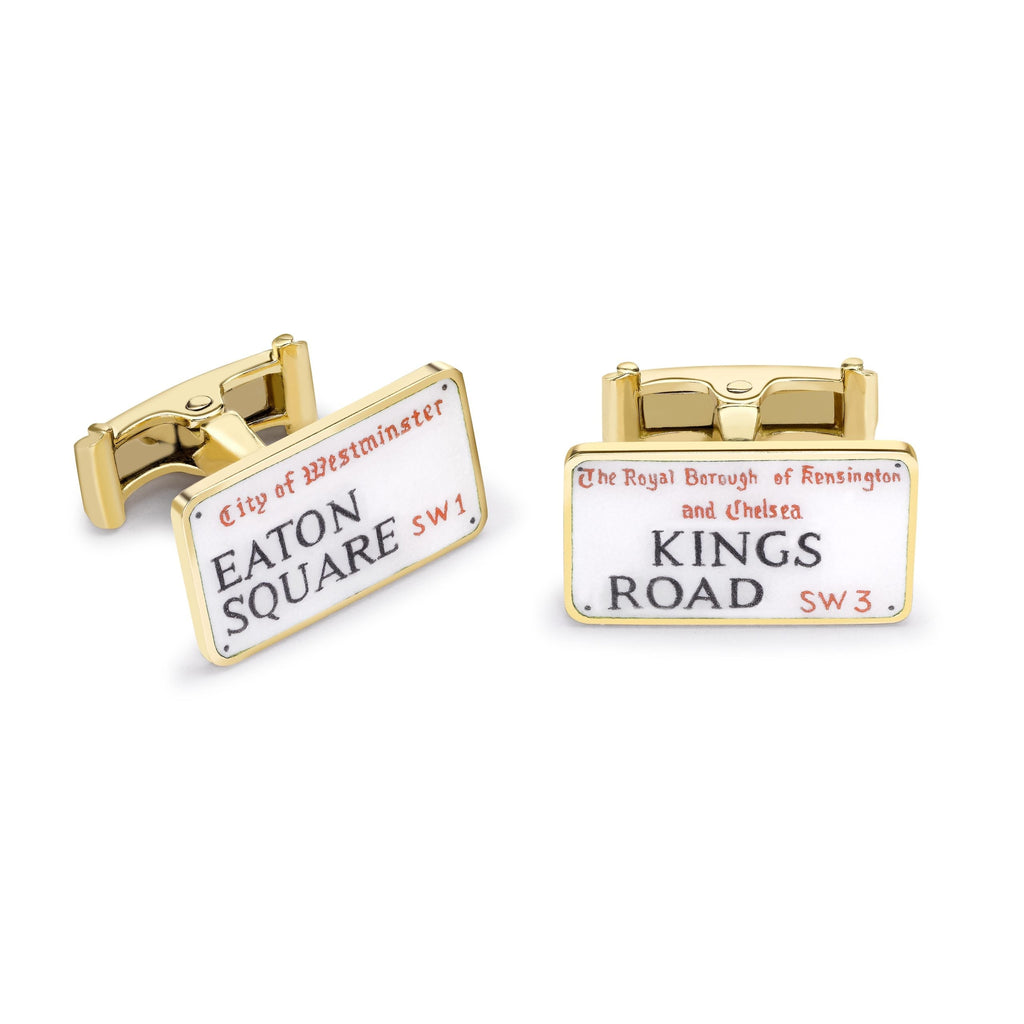 Enamelled Street Sign - Eaton Square & Kings Road Cufflinks