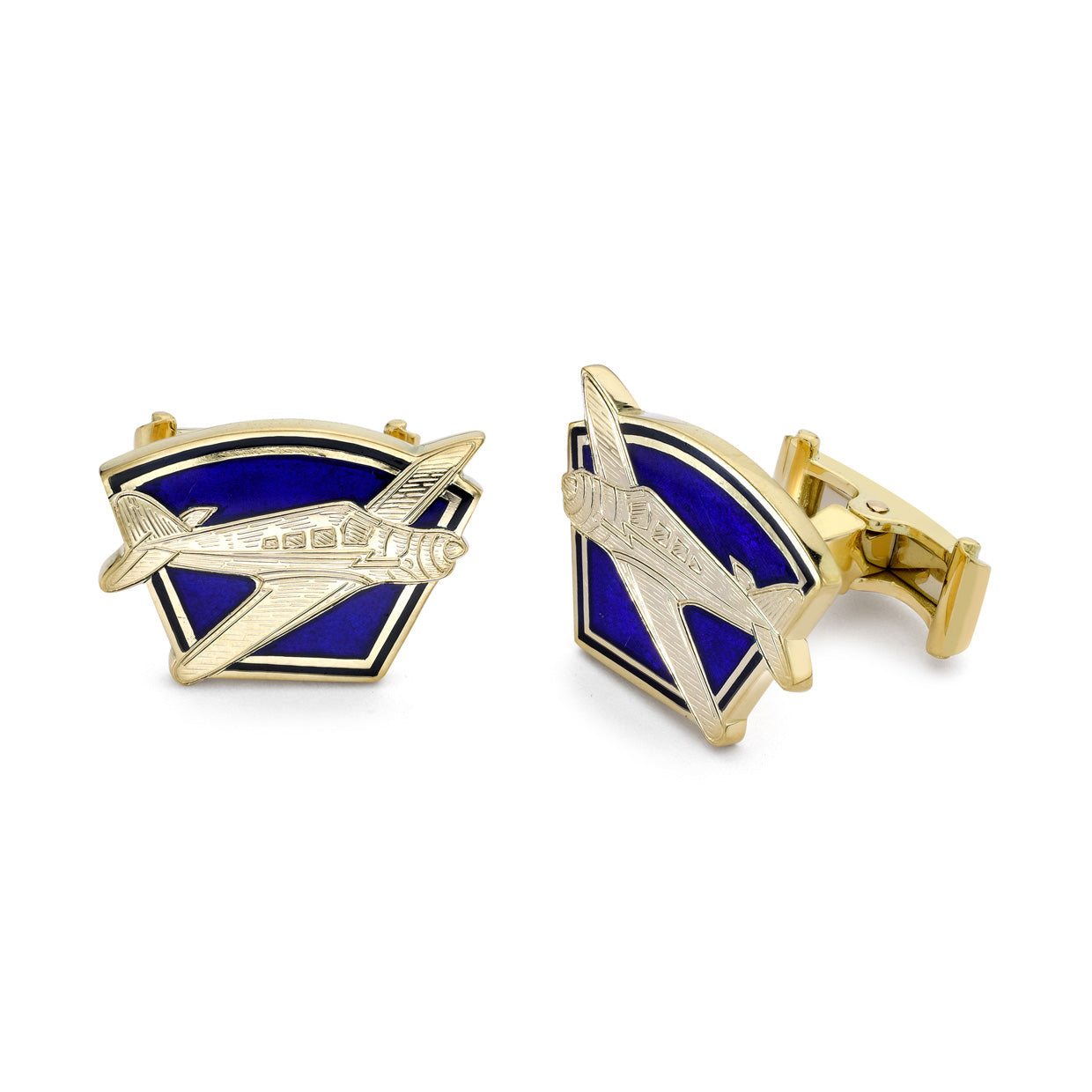 Enamel Aeroplane Art Deco Cufflinks
