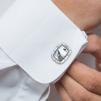 White Gold Enamelled Aeroplane Window Cufflinks
