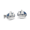 Enamel & Engraved Chinese Junk Sail Boat Cufflinks