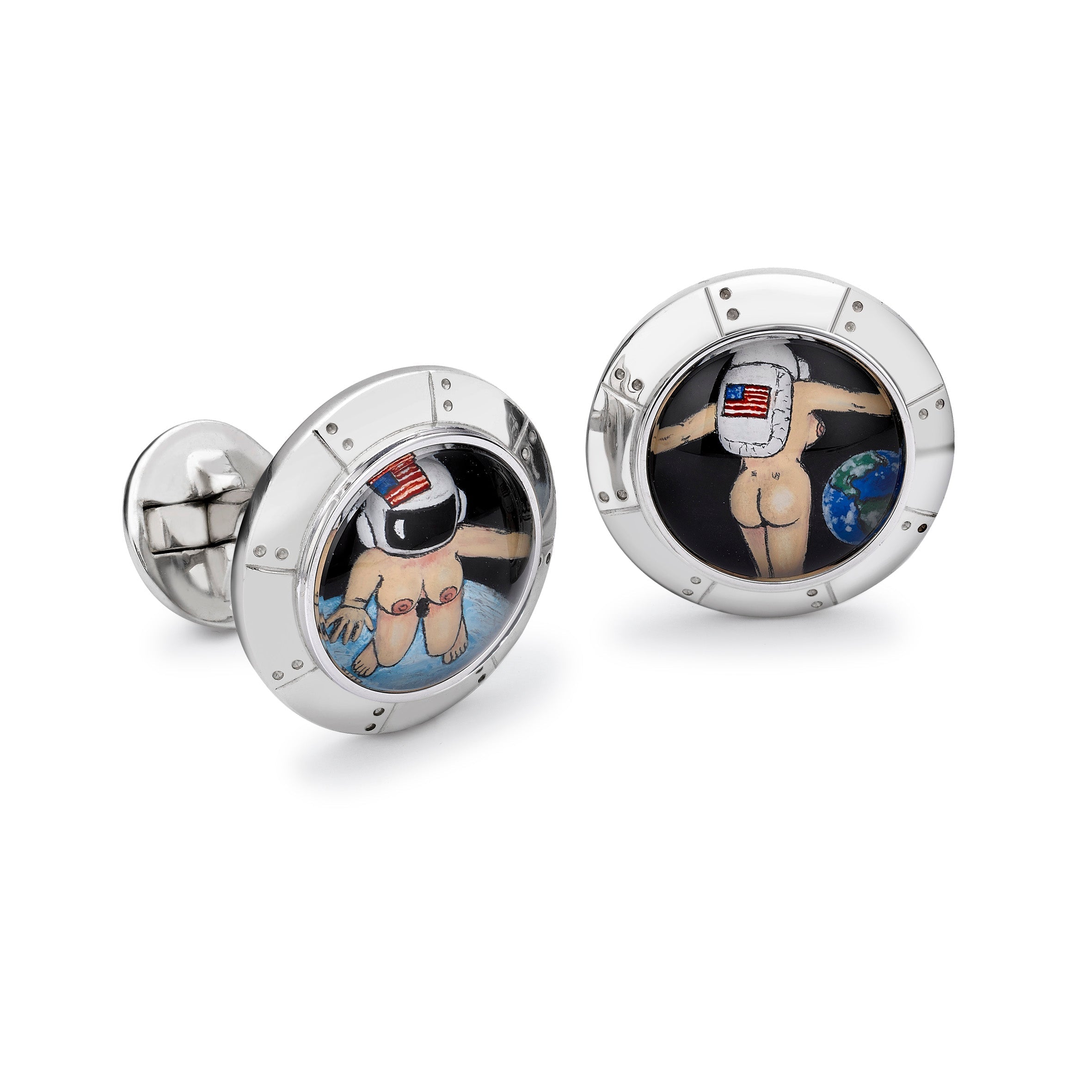 Essex Crystal Moon Safari Floating Lady Cufflinks