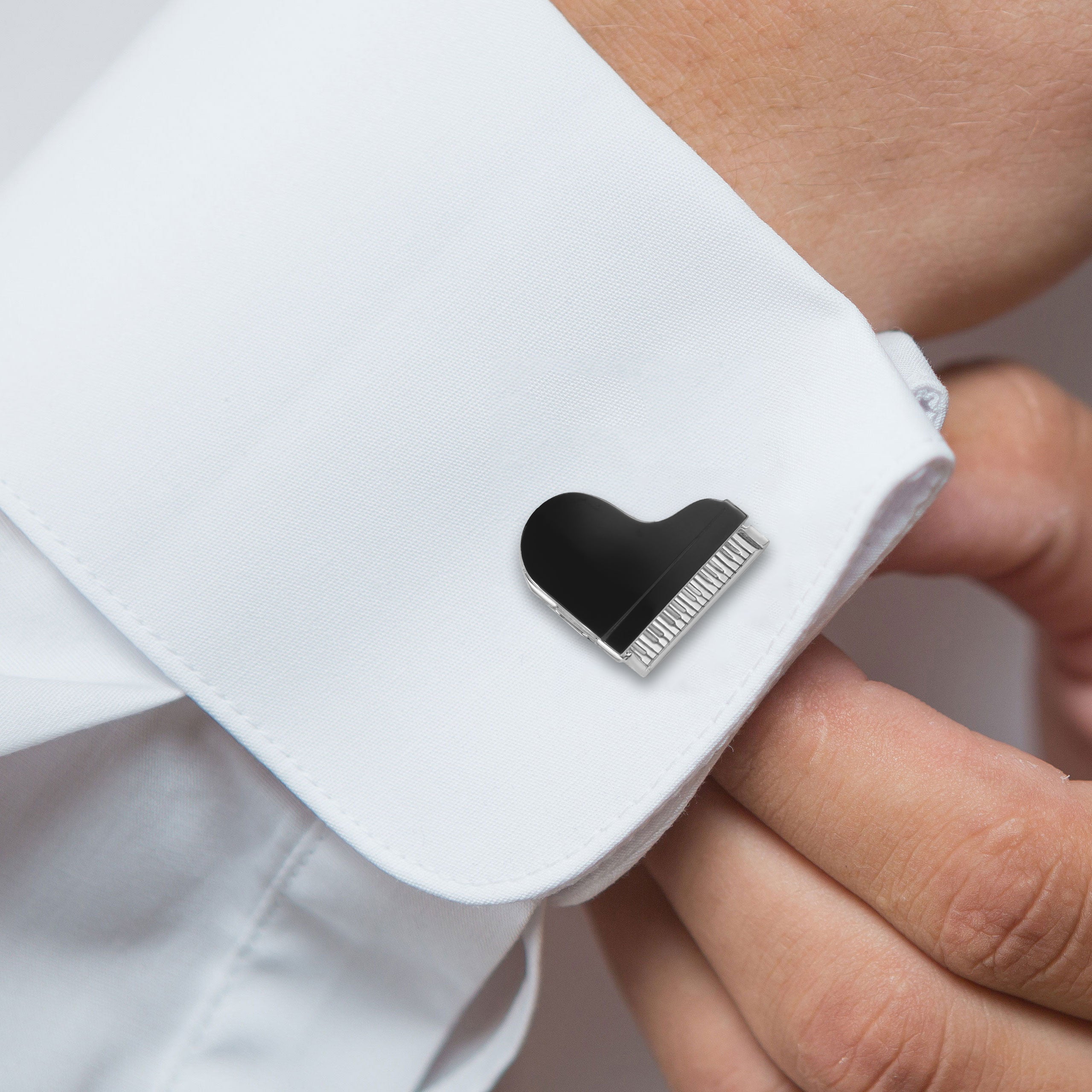 White Gold Piano Opening Cufflinks