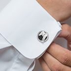 White Gold Diamond Enameled Gyrfalcon In Flight Cufflinks