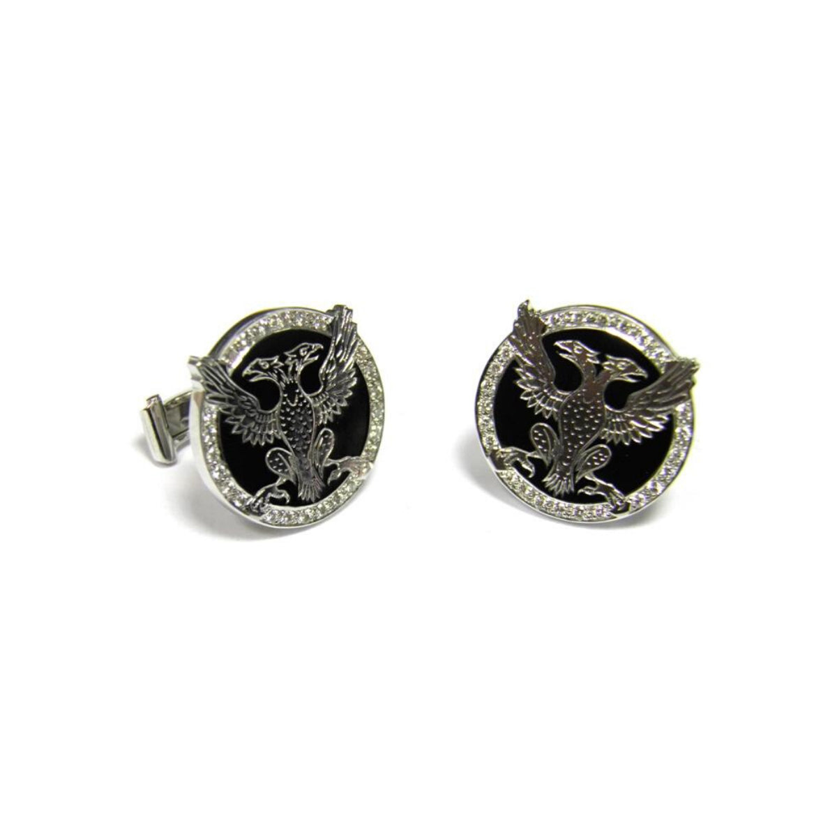Diamond & Enamel Double Headed Griffin Cufflinks