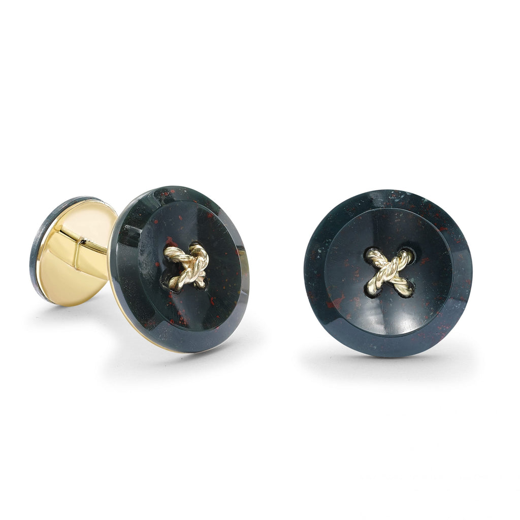 Green Bloodstone Button Cufflinks