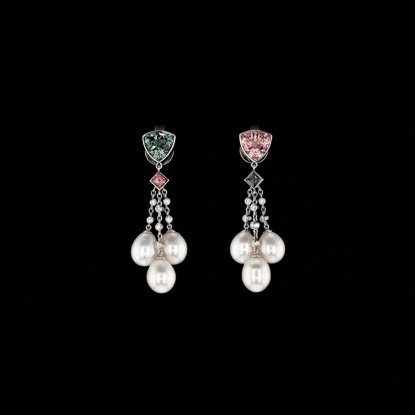 Pink & Mint Tourmaline Waterfall Earrings