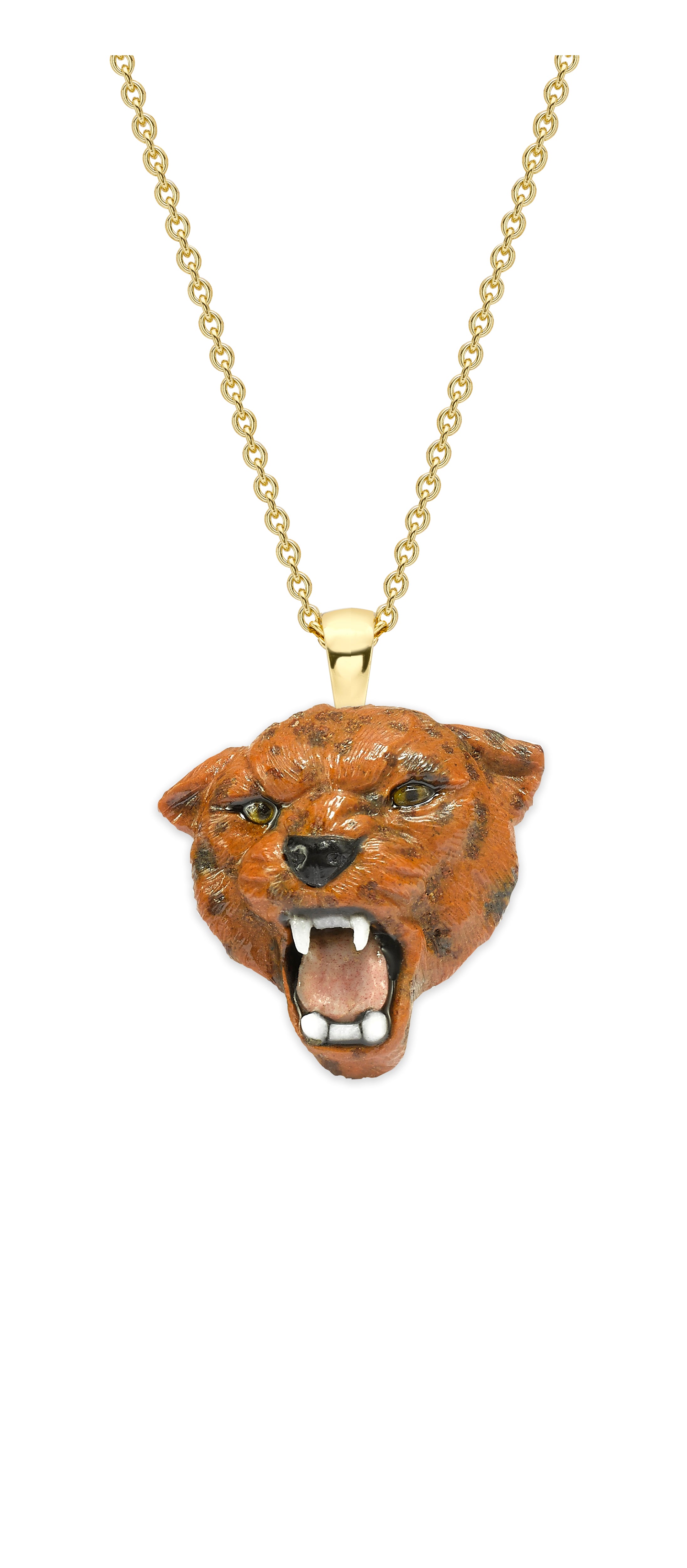 Carved Jasper Jaguar Head Pendant