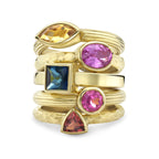 Trilliant Cut Garnet Precious Few Ring with Hammered Band