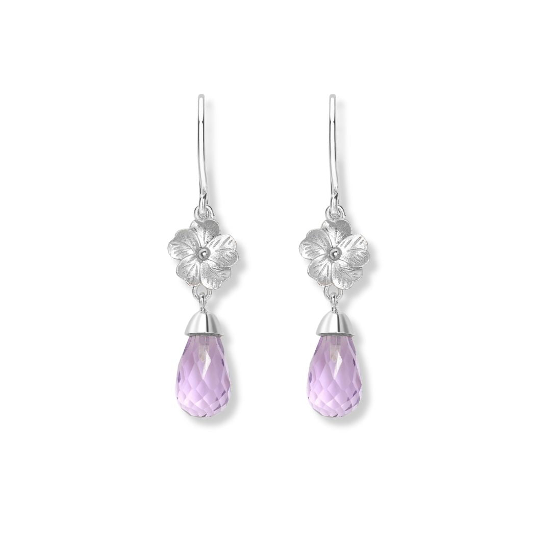 Blossom Amethyst Briolette White Gold Earrings
