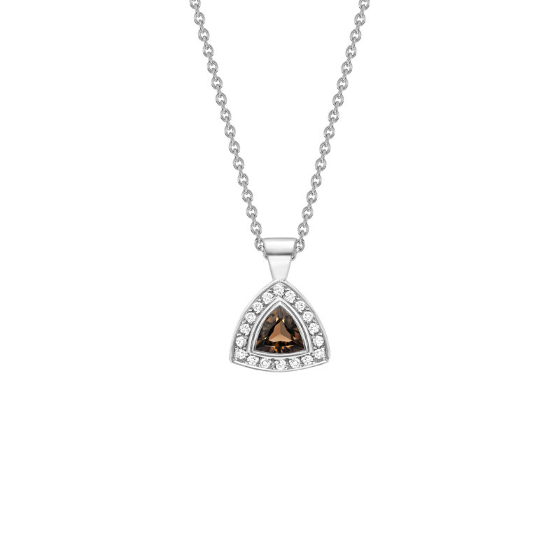 Smokey Quartz Diamond Halo Trilliant Pendant Chain Theo Fennell Ltd